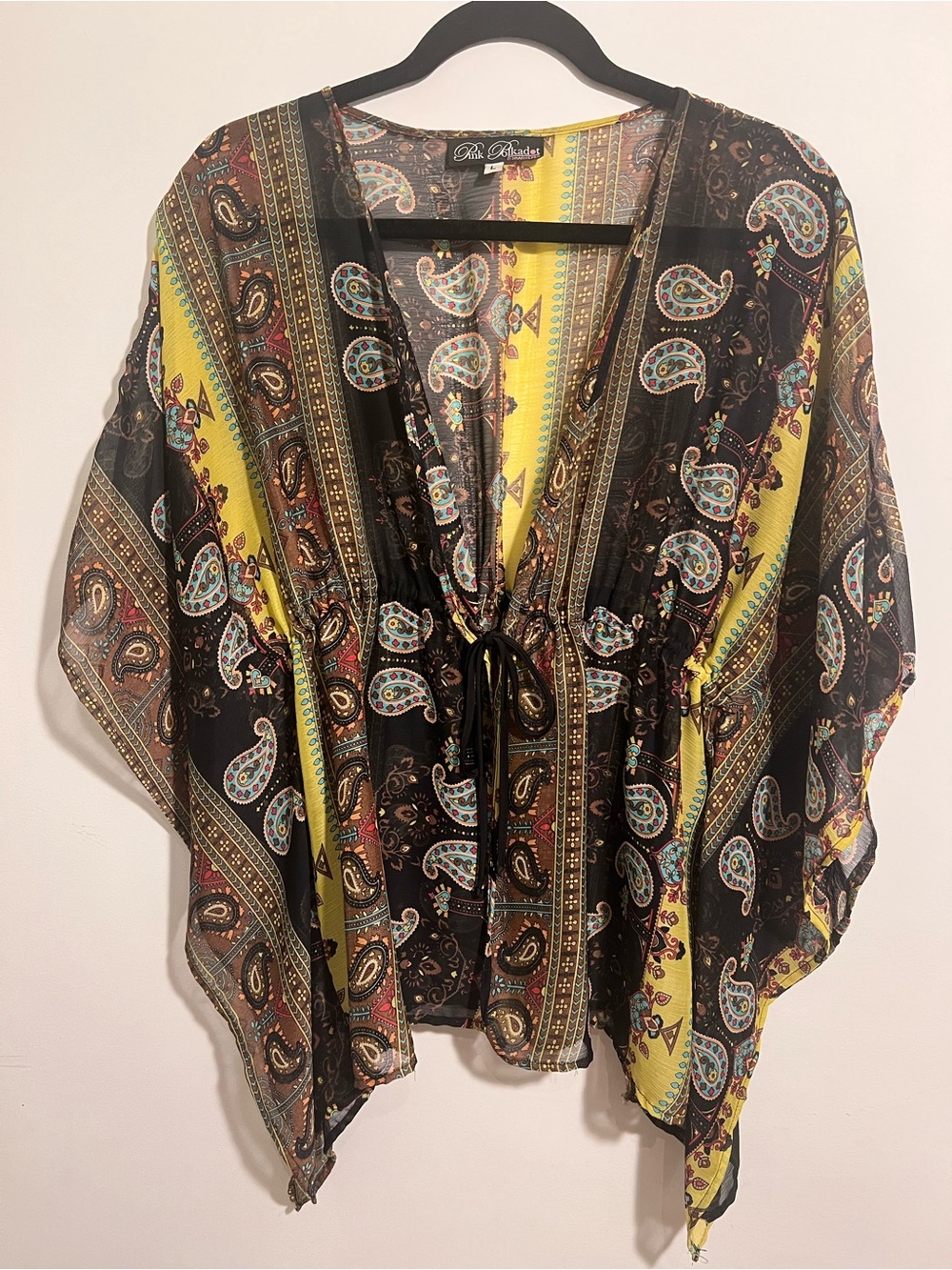 Semi Sheer Paisley Tie-Front